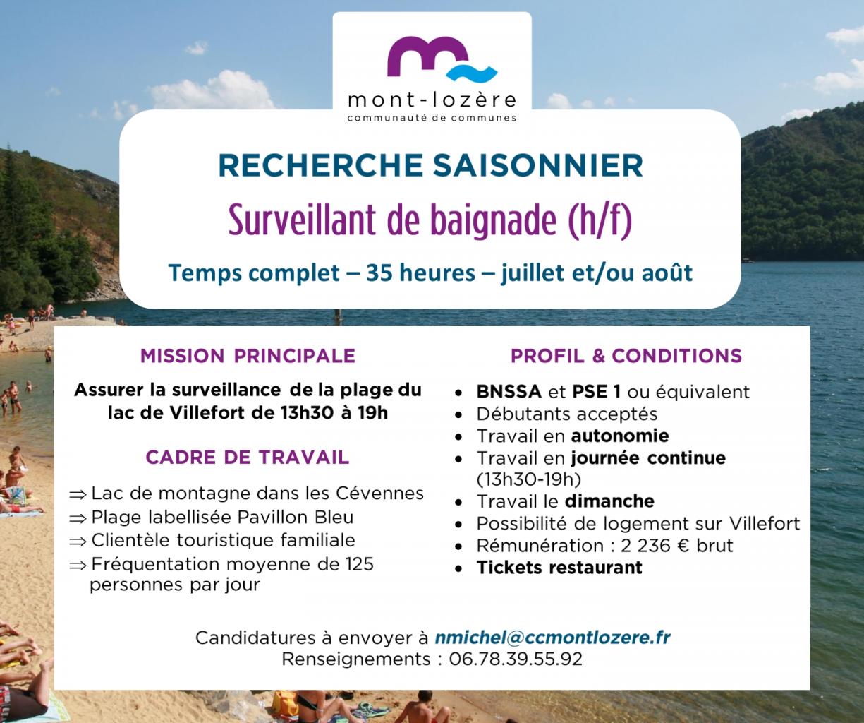 Recrute Surveillant de baignade (h/f)